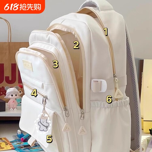 高颜值日系初中大容量书包女高中生大学生双肩包简约百搭电脑背包