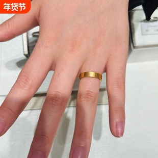 古法传承平底戒指沙金情侣对戒哑光素面男女磨砂素圈指环手饰镀金