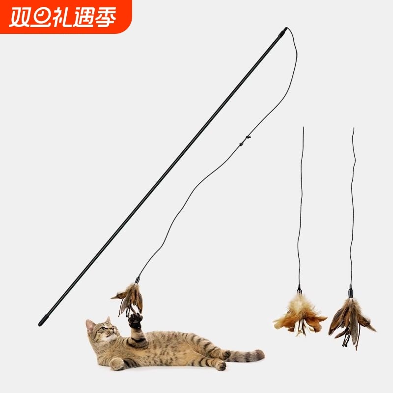 猫丰容玩具纯天然真羽毛鹅毛鸵鸟毛孔雀毛鸡毛猫咪气味丰容解闷