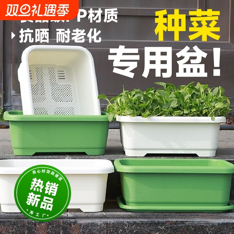 种菜专用箱花盆种菜盆塑料阳台长方形塑料家庭蔬菜种植盆种菜神器
