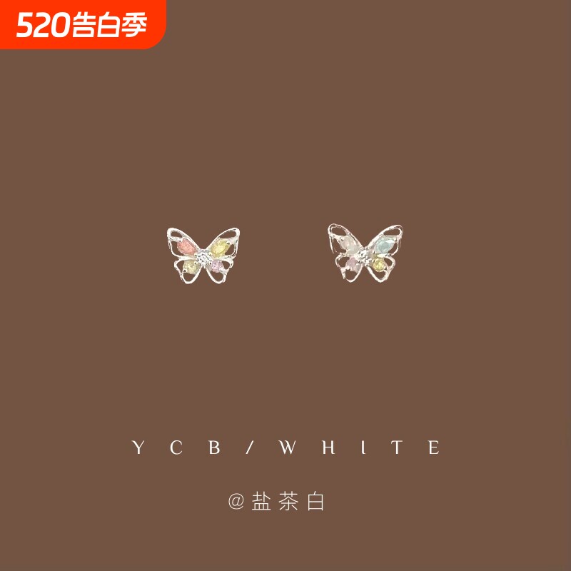 「昭和小蝴蝶」睡觉不用摘的mini小巧耳钉925纯银日常精致耳夹