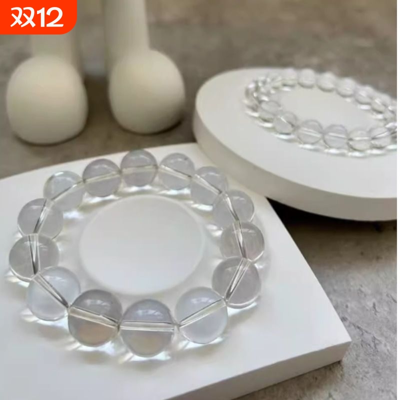 爆款仿白水晶手链单圈净体男士女款手串东海水晶佛珠手饰三圈七夕