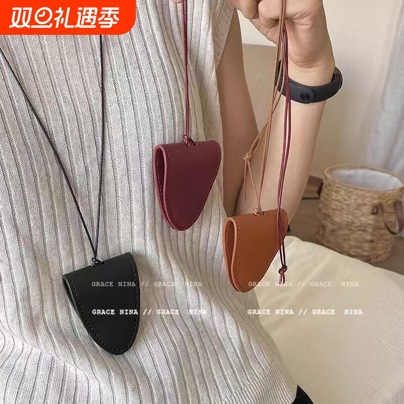 挂脖磁吸皮革墨镜挂绳项链女长款便携眼镜夹收纳毛衣链配饰品钥匙