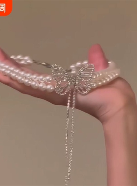 珍珠蝴蝶结锁骨链|139人收藏