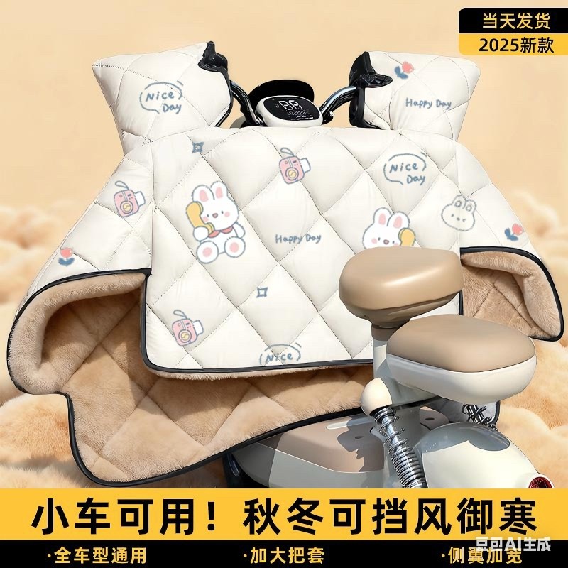 小型电瓶车电动车挡风被冬季加绒加厚2025新款自行防寒防水防风罩