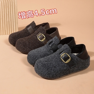 厚底增高5cm勃肯鞋女鞋加绒保暖防滑棉鞋2025冬款豆豆乐福鞋单鞋