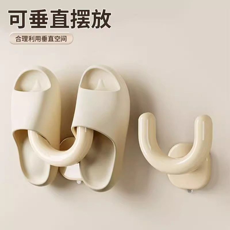 浴室拖鞋架吸盘式免打孔壁挂式卫生间专用新款沥水挂架挂钩置物架