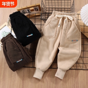 一条过冬儿童裤子棉裤灯芯绒男童加绒加厚冬季外穿三层东北男宝宝