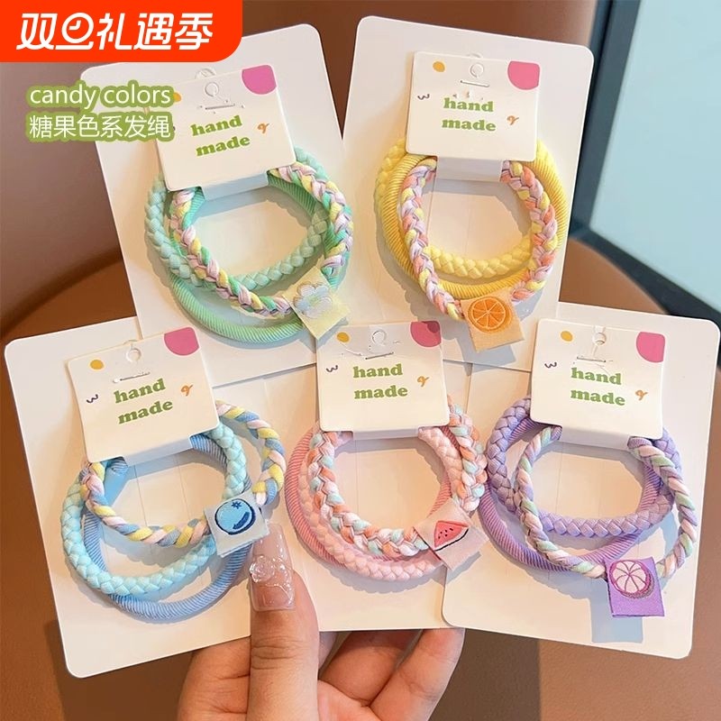 高弹力皮筋女扎头简约耐用不伤发头绳小女孩糖果色发圈高马尾发绳