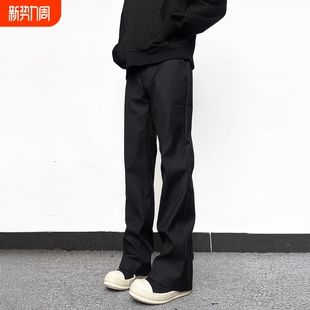 冬季 美式 子cleanfit直筒裤 男生穿搭高级感裤 微喇 黑色马吉拉西裤