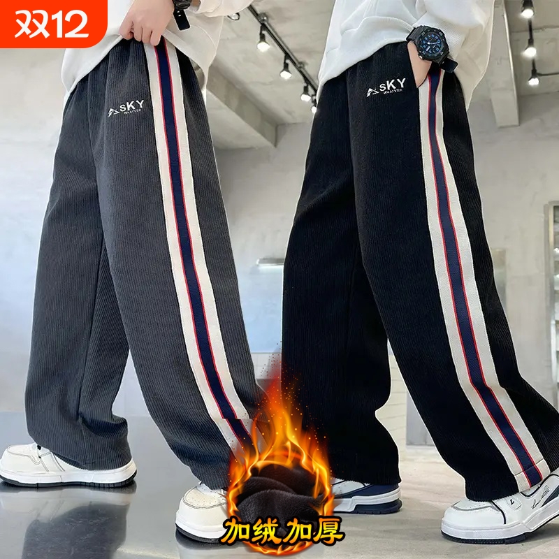 新款男童裤子男孩冬季加绒加厚潮