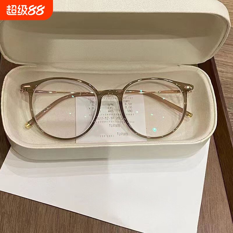 超轻纯钛猫眼椭圆小框眼镜近视女镜片防蓝光老花镜眼睛架100度