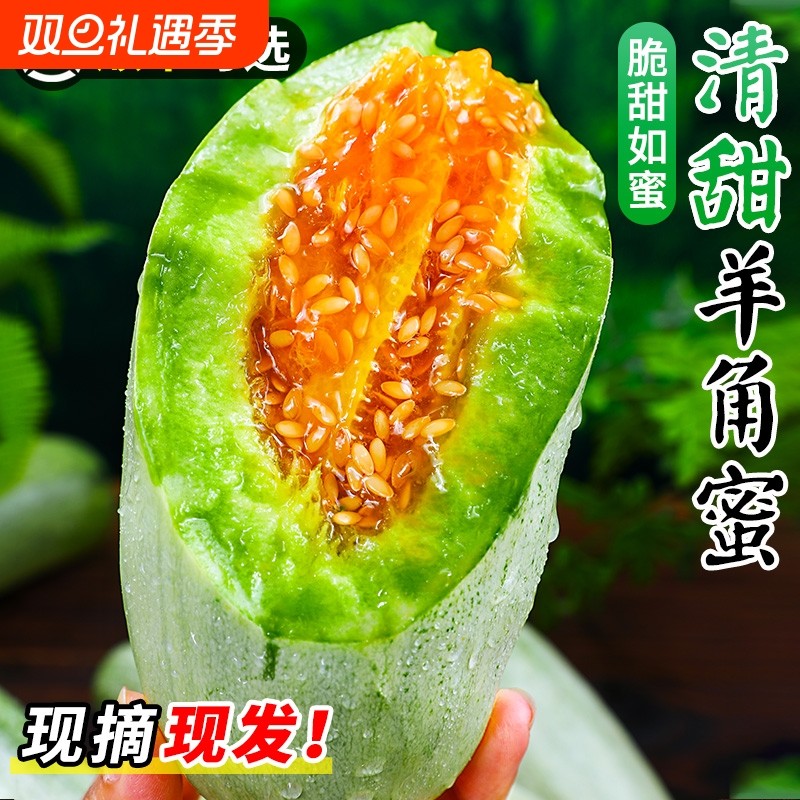 山东羊角蜜甜瓜新鲜水果当季脆甜蜜瓜香瓜时令羊角蜜脆甜整箱包邮