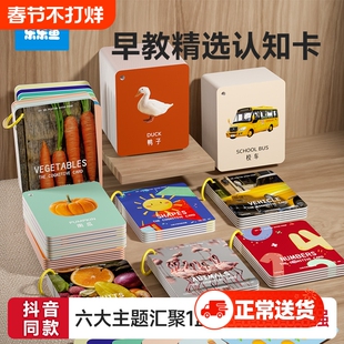 宝宝认知卡片早教婴幼儿启蒙书动物挂图数字识物儿童闪卡玩具水果
