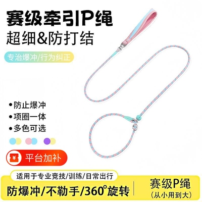 赛级狗狗p绳狗牵引绳狗绳p链中大型犬防爆冲防打结训练专业不勒手