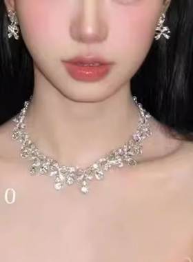 项链法式复古新娘水滴流苏耳环套装高级感结婚婚纱配饰品耳钉锁骨