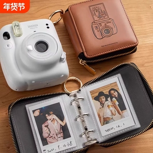 新款复古方块拉链包拍立得mini相册相纸专用宫格旅行相册3寸照片收纳