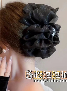 显发量双面泡泡抓夹女蓬松后脑勺盘发鲨鱼夹高级感银丝大号发夹