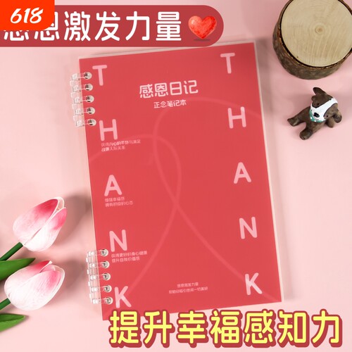 感恩日记能量本正念日记本心理疗愈笔记本子自我显化活页本情绪日期