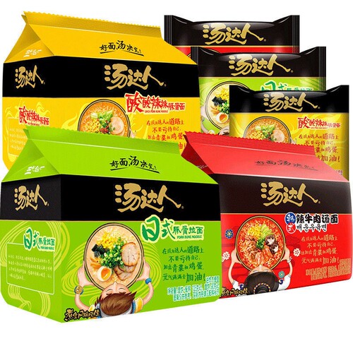 统一汤达人袋装方便面泡面日式豚骨拉面豚骨面整箱批发速食品酸辣