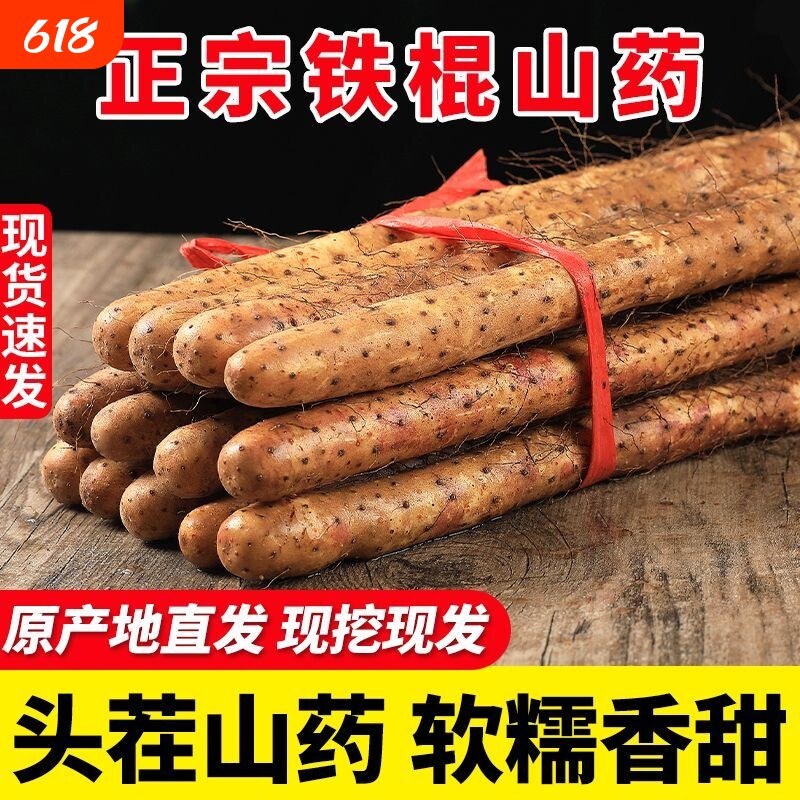 正宗河北农家垆土铁棍铁杆淮山怀山药新鲜5斤特产整箱小白嘴