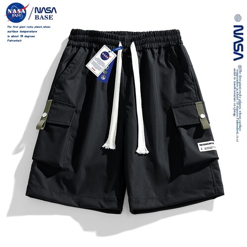 NASA户外冰丝工装短裤男士夏季薄款运动速干五分裤宽松直筒沙滩裤