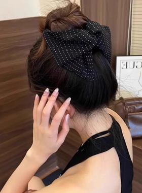 法式布艺波点三角抓夹发夹鲨鱼夹女后脑勺半扎发时尚气质发饰黑色
