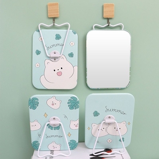 宿舍化妆镜悬挂式 饰镜子卧室梳妆镜挂墙便携好物可挂高清 桌面装