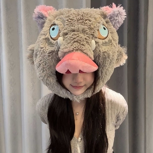 伊之助猪猪头套鬼灭之刃周边嘴平连帽旅行U型枕猪头帽子儿童动物