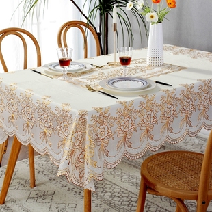 欧式烫金桌布防水防油免洗防烫pvc塑料茶几餐桌布长方形家用台布
