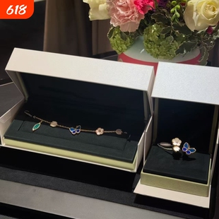 装柜颜色最顶品质新春lucky幸运手链蝴蝶五花白贝母瓢虫花朵18k金