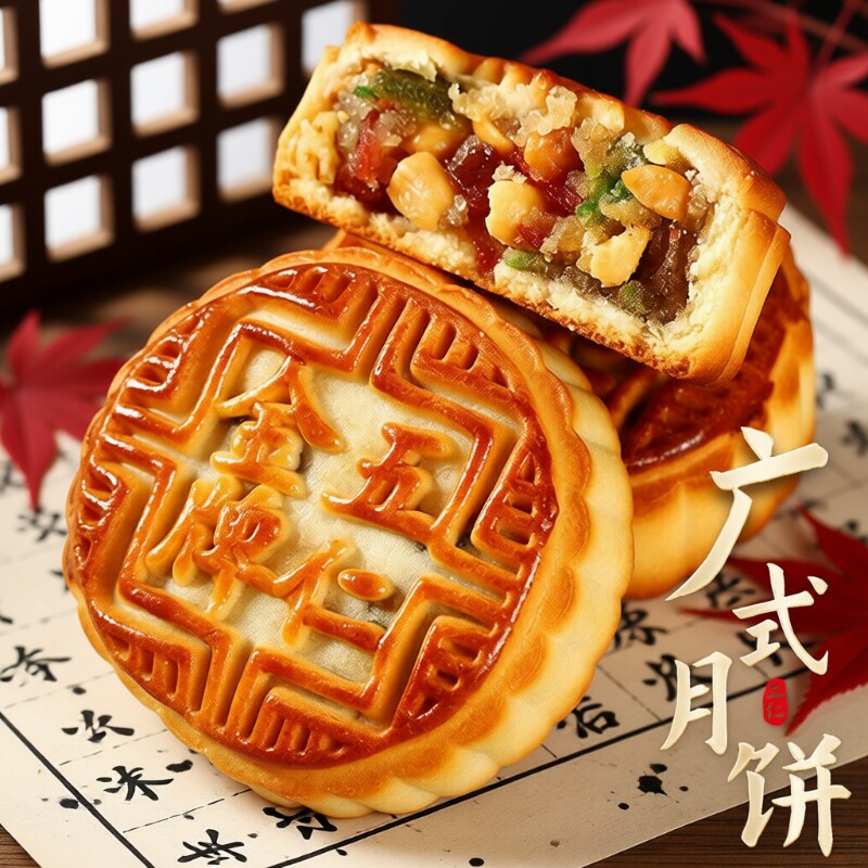 月饼五仁月饼广式老式糕点独立包装传统正宗手工零食点心中秋经典