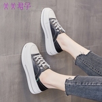 小白鞋女款2026春夏新款小个子轻便一脚蹬休闲鞋百搭软底运动板鞋
