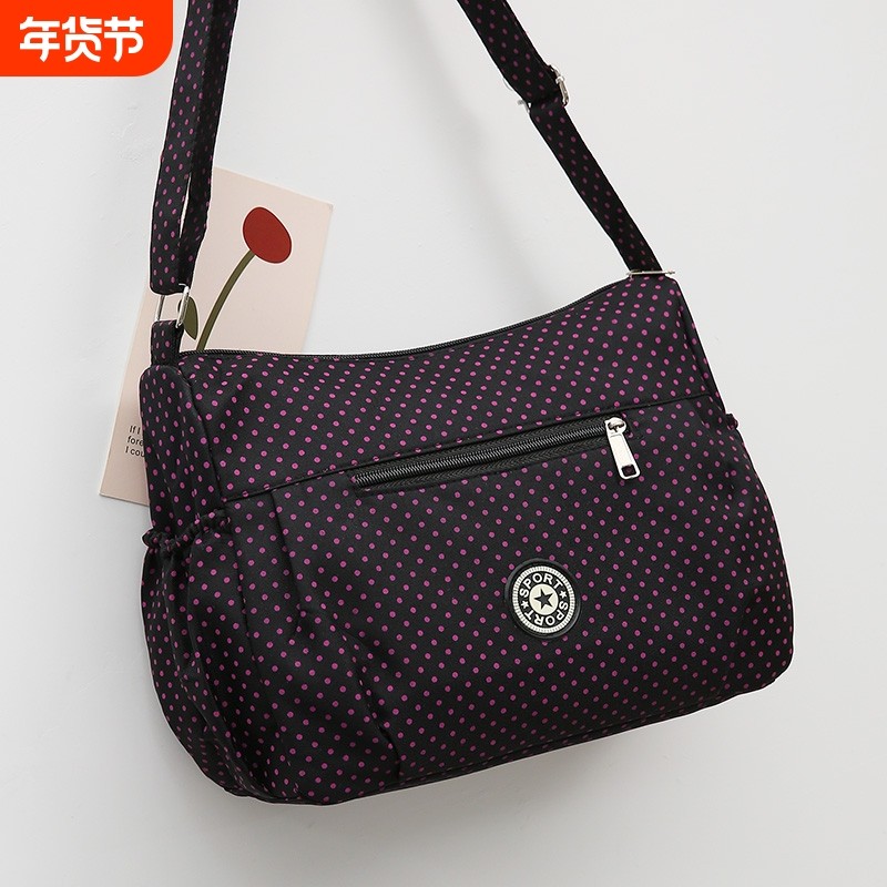 大容量妈咪包单肩布包斜挎逛街买菜中老年背包时尚女女包休闲紫色