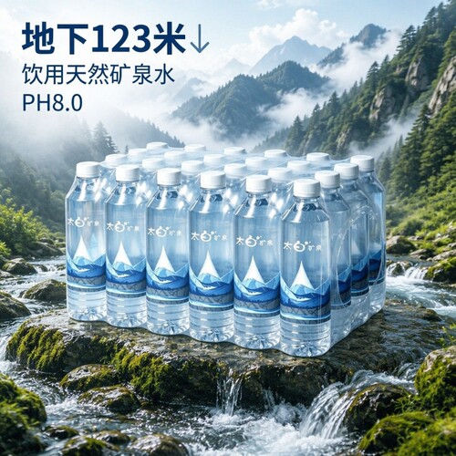 太白天然矿泉水500ml*24/12瓶PH8.0取活泉纯净水整箱泉水饮用饮料