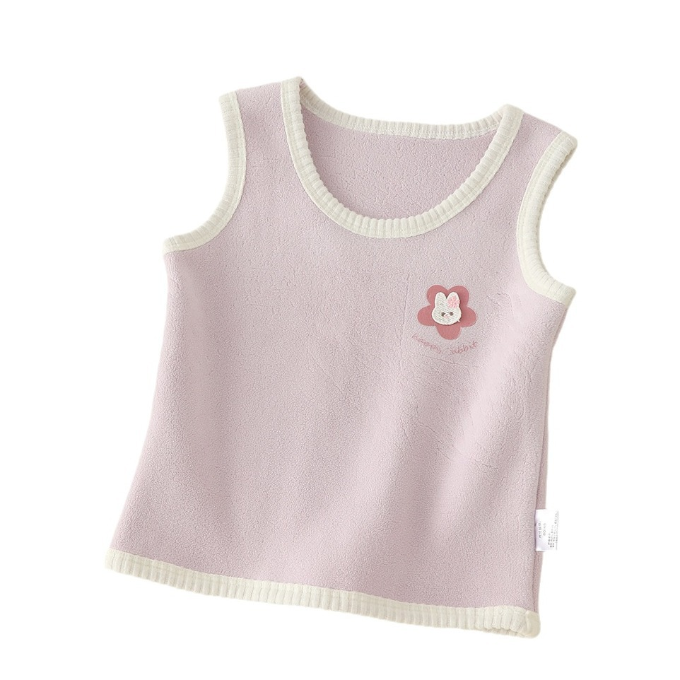 2026衬衫新款0-3岁女宝宝刺绣百搭坎肩双面绒纯色女童马甲内搭