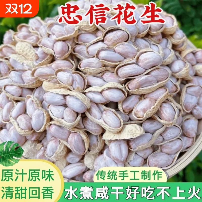 河源咸脆花生水煮日晒忠信红泥皇晒特产晒干带壳咸干原味手工蒜香