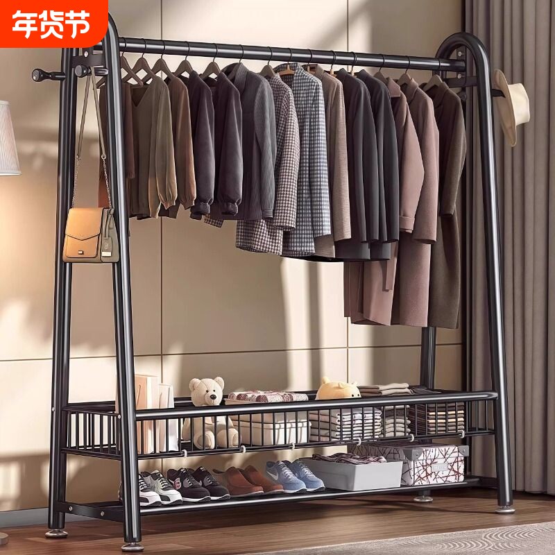 衣帽架可移动晾衣架落地室内房间挂衣架子家用卧室衣服收纳架床尾