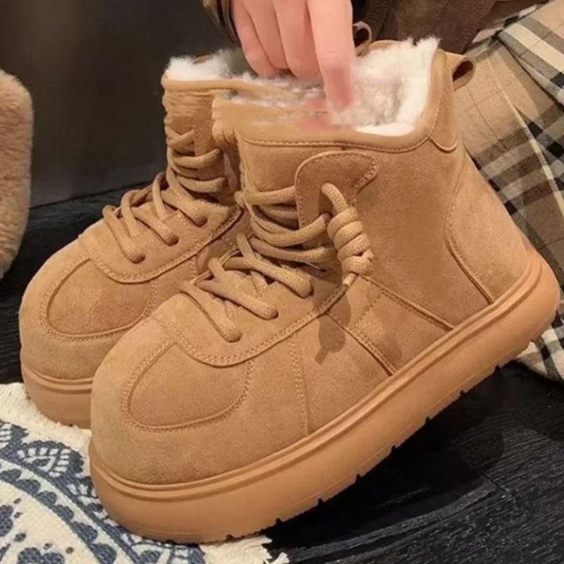 QVAJ大头雪地靴棉鞋女冬季加绒加厚外穿厚底防滑保暖短靴防水中筒