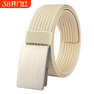 无印MUJ日本男士帆布腰带平滑扣休闲百搭尼龙皮带加厚无孔裤.新款