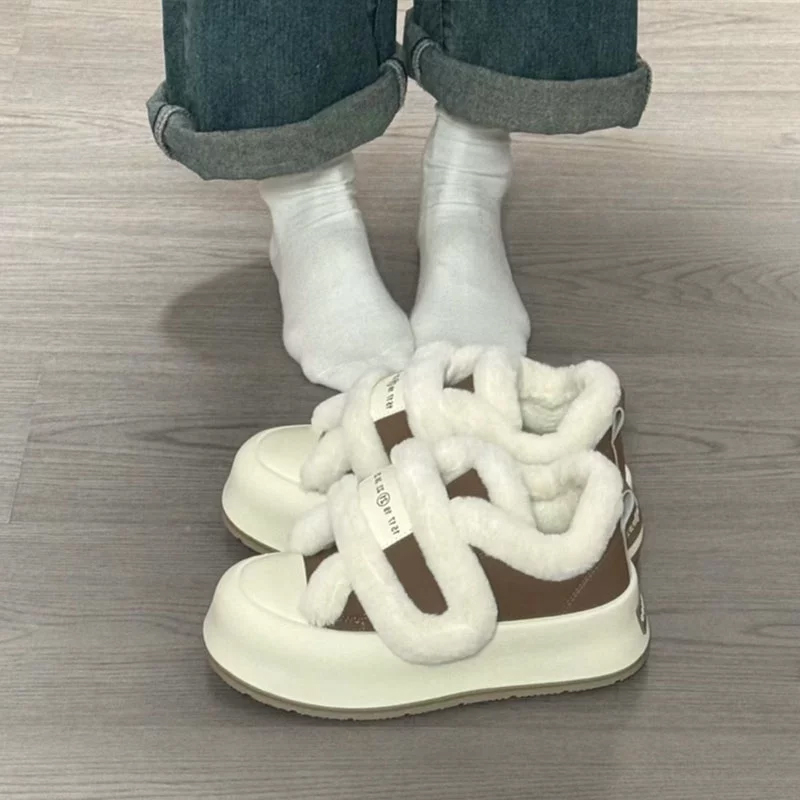 厚底雪地靴女2025新款冬季加绒毛毛鞋子外穿防水保暖棉鞋毛绒白色