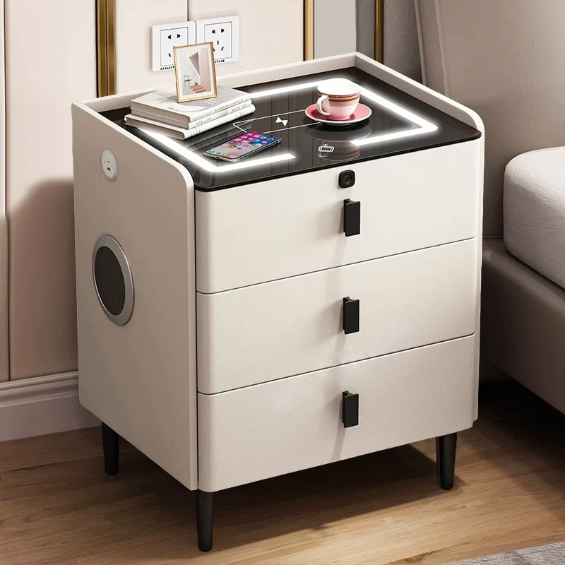 智能床头柜卧室指纹锁蓝牙无线充