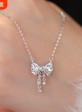 S999纯银蝴蝶结流苏锁骨链