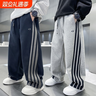 儿童裤子加绒男童运动裤冬一体绒