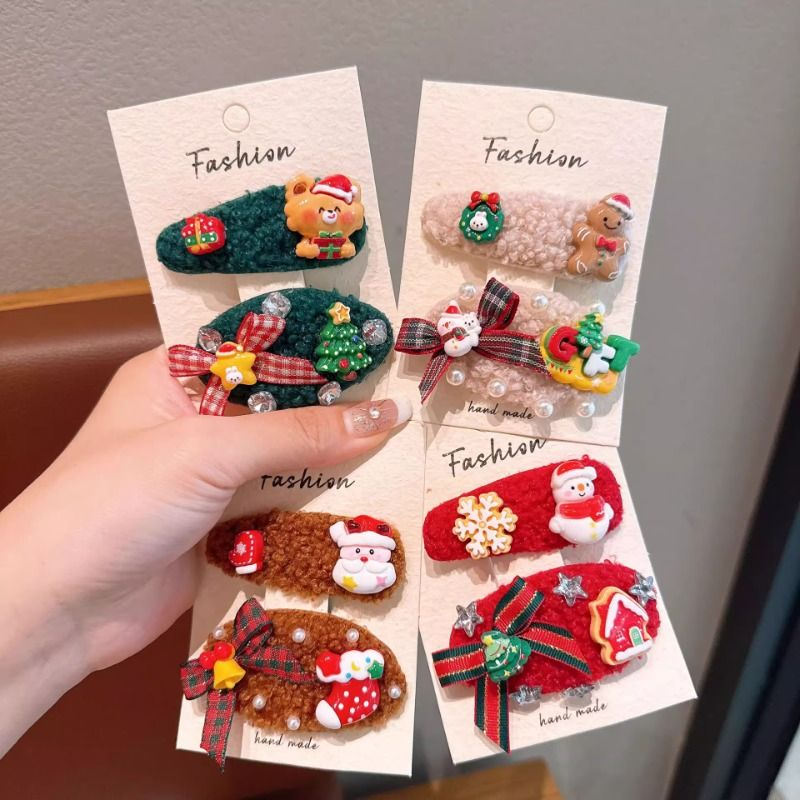 圣诞发夹女2025新款刘海夹儿童发圈大号鸭嘴夹秋冬毛绒盘发头饰