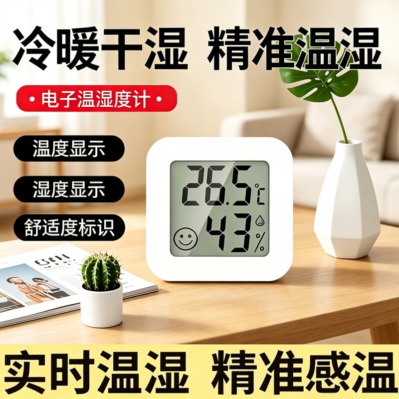 温度计室内家用高精准度电子壁挂婴儿房气温温湿度计冰箱温度表干