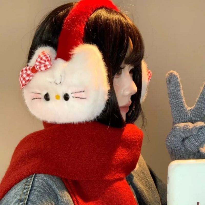 可爱蝴蝶结Kitty猫咪毛绒耳罩女冬季耳套骑行防寒保暖耳暖耳捂子,服饰配件/皮带/帽子/围巾,耳套,淘宝优惠券,粉丝福利购,淘宝优惠卷