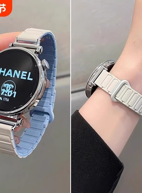 细款硅胶磁吸表带适用华为GT6通用gt5GT43FIT4gt5新款手表带gt5pro三株夏季智能替换带红色黑色表盘