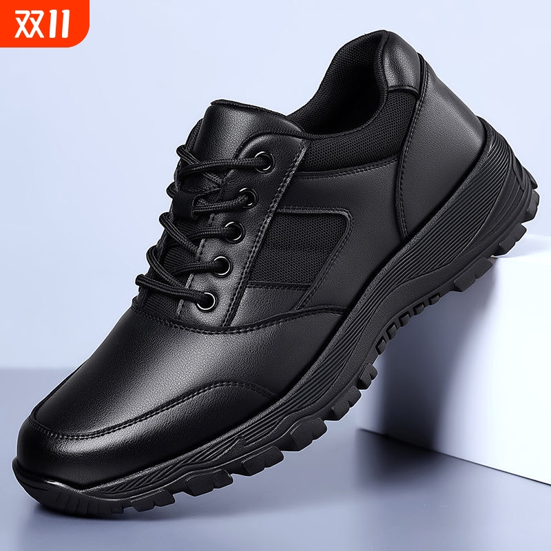 新款训练鞋男运动执勤皮鞋户外防滑耐磨休闲健步工作真皮作训鞋子