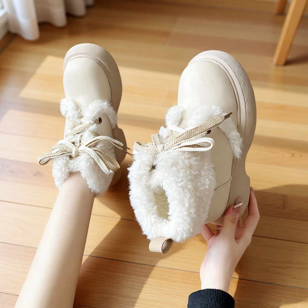 雪地靴女2024新款秋冬季厚底加绒加厚保暖大棉鞋马丁靴子皮毛一体